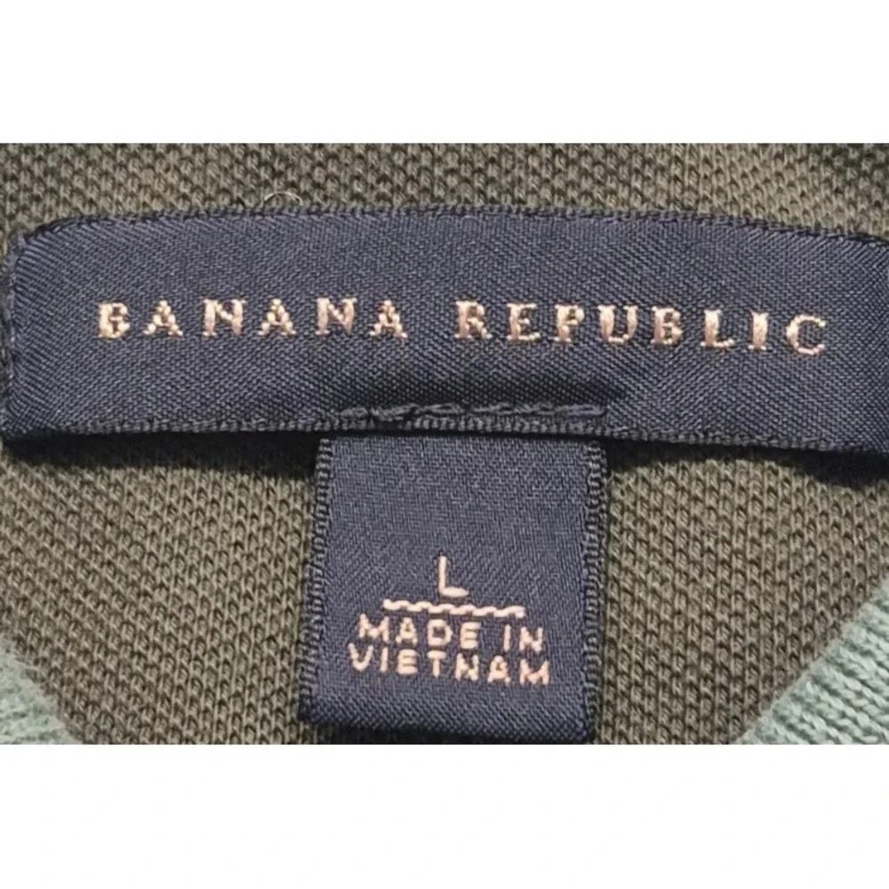 Banana‎ Republic men's sage green polo shirt LG stretch Cotton logo pullover